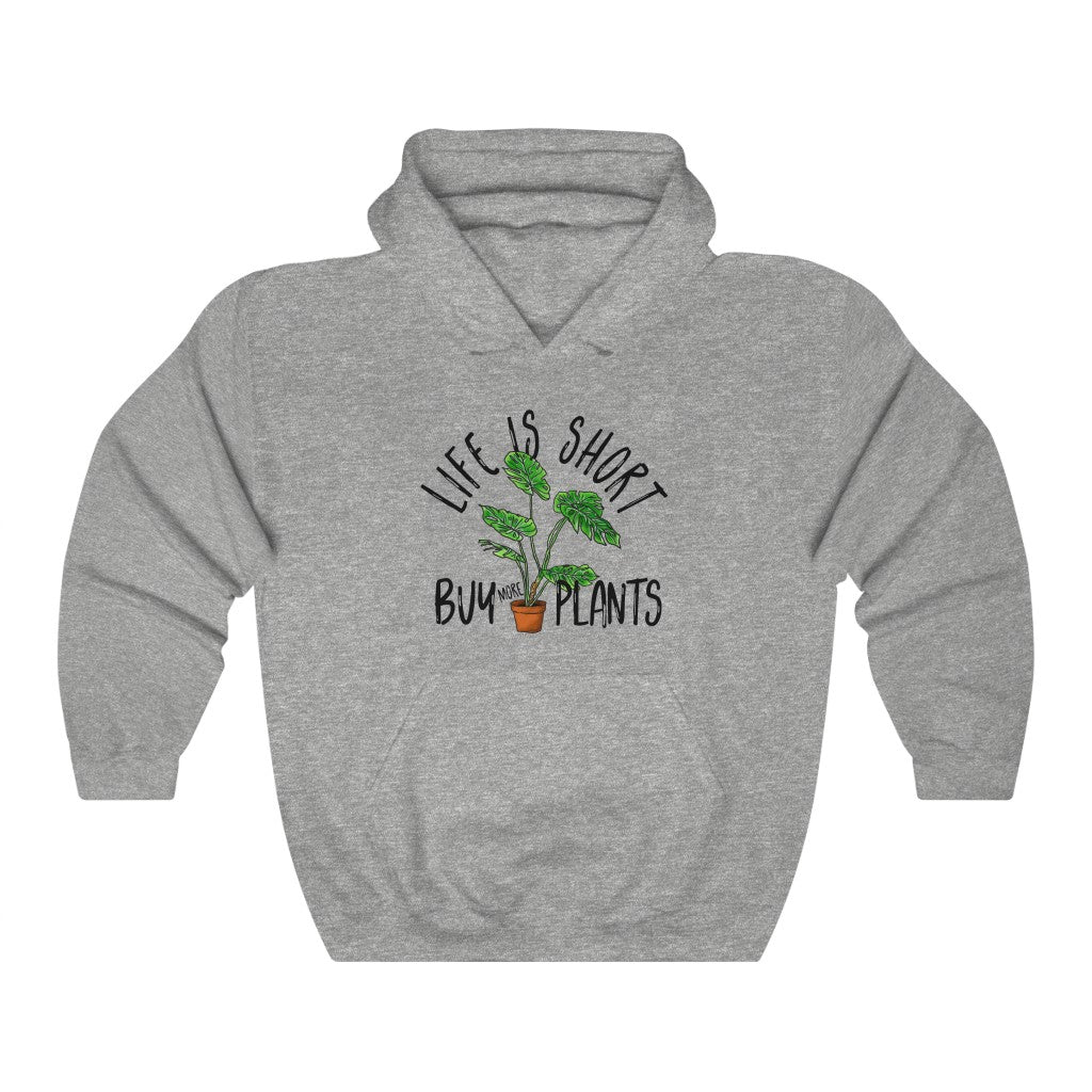 Earthling Sprouts | life is short buy more plants | Plant hoodie | Hoodie | Hoodies | Merchandise | Plant lover | Plant enthusiast | Plant mom | plant mom hoodie | plant lover hoodie | Plant Dad |  Women's Clothing | Unisex | Regular fit | Men's Clothing | DTG 