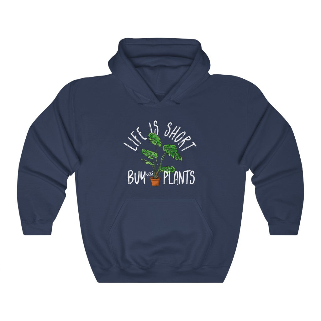 Earthling Sprouts | life is short buy more plants | Plant hoodie | Hoodie | Hoodies | Merchandise | Plant lover | Plant enthusiast | Plant mom | plant mom hoodie | plant lover hoodie | Plant Dad |  Women's Clothing | Unisex | Regular fit | Men's Clothing | DTG 