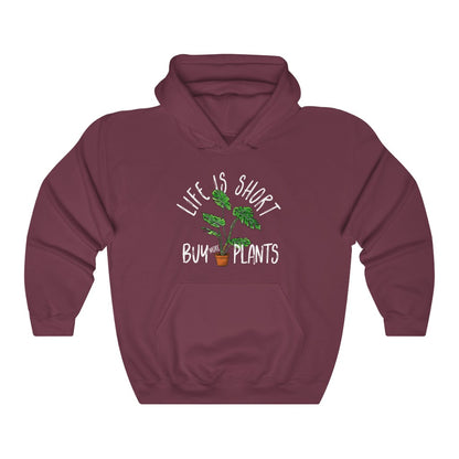 Earthling Sprouts | life is short buy more plants | Plant hoodie | Hoodie | Hoodies | Merchandise | Plant lover | Plant enthusiast | Plant mom | plant mom hoodie | plant lover hoodie | Plant Dad |  Women's Clothing | Unisex | Regular fit | Men's Clothing | DTG 