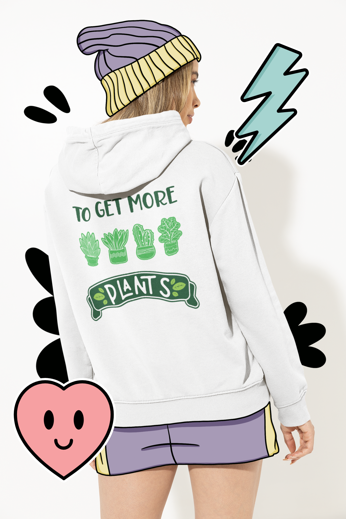 Earthling Sprouts | I’m only my way to get more plants hoodie | Plant hoodie | Hoodie | Hoodies | Merchandise | Plant lover | Plant enthusiast | Plant mom | plant mom hoodie | plant lover hoodie | Plant Dad |  Women's Clothing | Unisex | Regular fit | Men's Clothing | DTG 