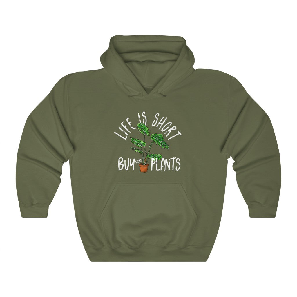 Earthling Sprouts | life is short buy more plants | Plant hoodie | Hoodie | Hoodies | Merchandise | Plant lover | Plant enthusiast | Plant mom | plant mom hoodie | plant lover hoodie | Plant Dad |  Women's Clothing | Unisex | Regular fit | Men's Clothing | DTG 