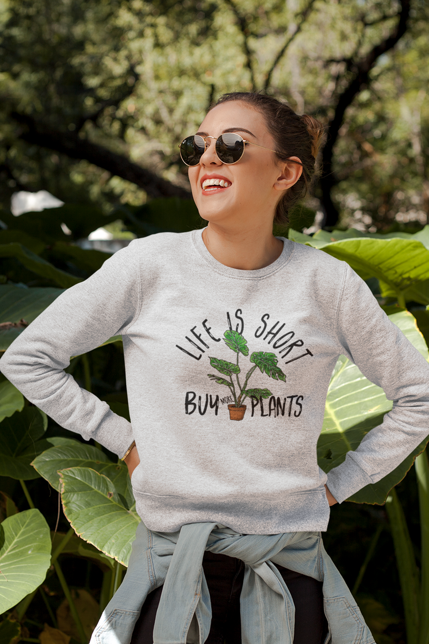 Earthling Sprouts | life is short by more plants | Plant sweatshirt | sweatshirt | sweatshirts | Merchandise | Plant lover | Plant enthusiast | Plant mom | plant mom sweatshirt | plant lover sweatshirt | Plant Dad |  Women's Clothing | Unisex | Regular fit | Men's Clothing | DTG 